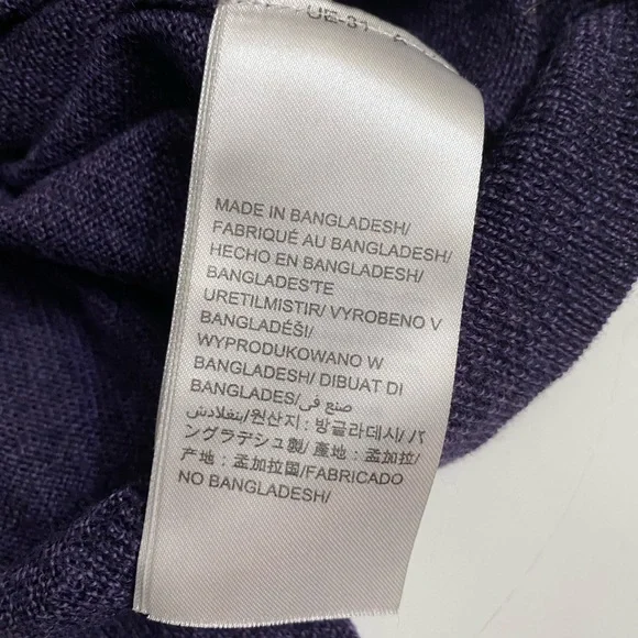 Calvin Klein 100% Italian Merino Wool V-Neck Sweater Long Sleeve Purple Men's XL